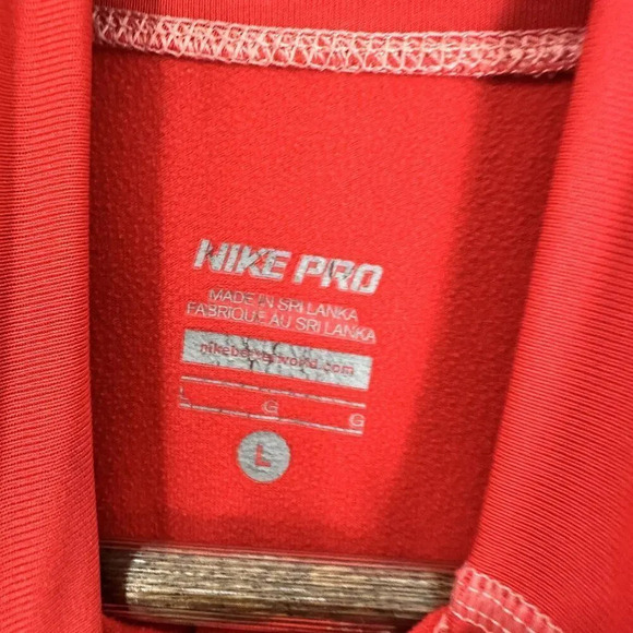 Nike sweatshirt womens large red‎ 1/2 zip dri fit pro swoosh logo gym athleisure - Picture 6 of 10